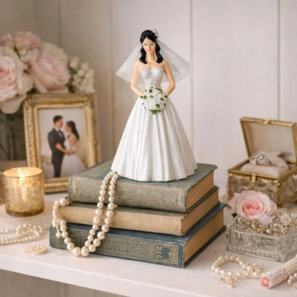 Wilton Bride Cake Topper Figurine Wedding Bridal Shower VTG Decor Black Hair